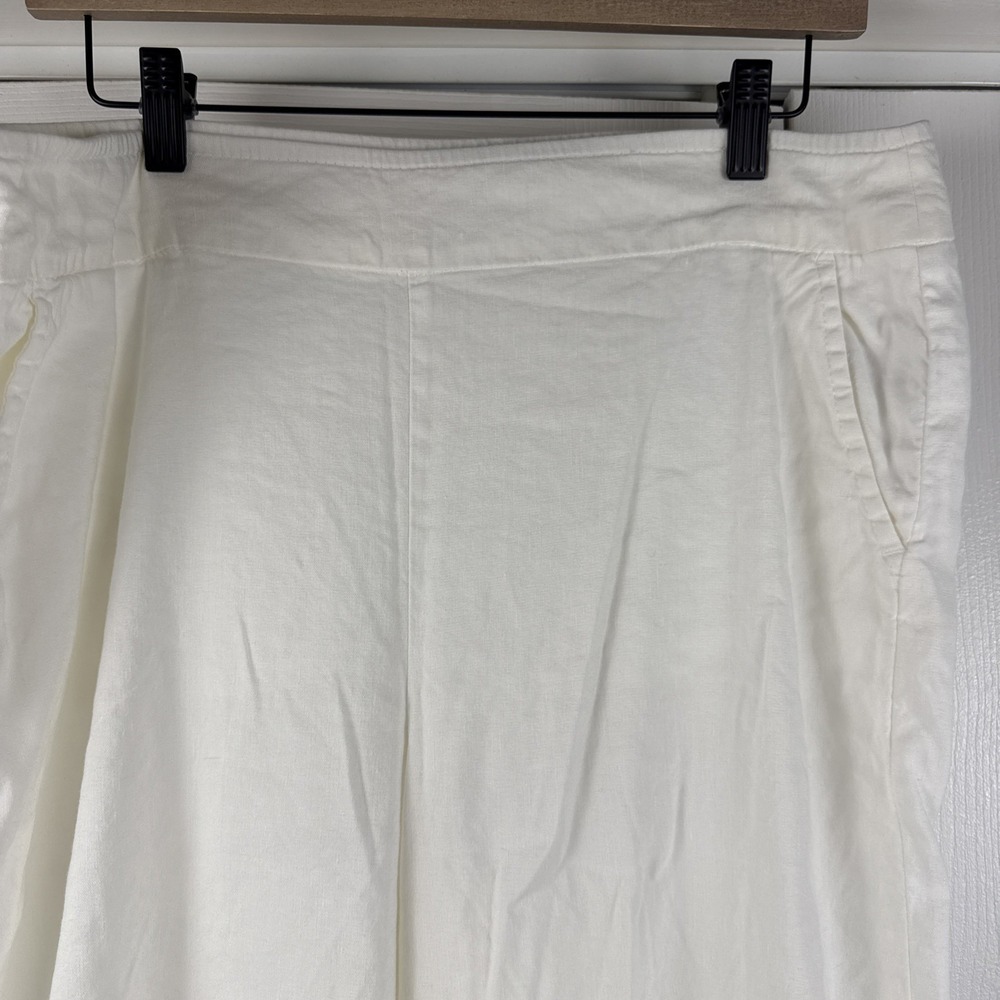 Chico's Women's Pants Size 1.5R  White Linen Blend Wide Leg Pull On Pockets - Picture 2 of 9